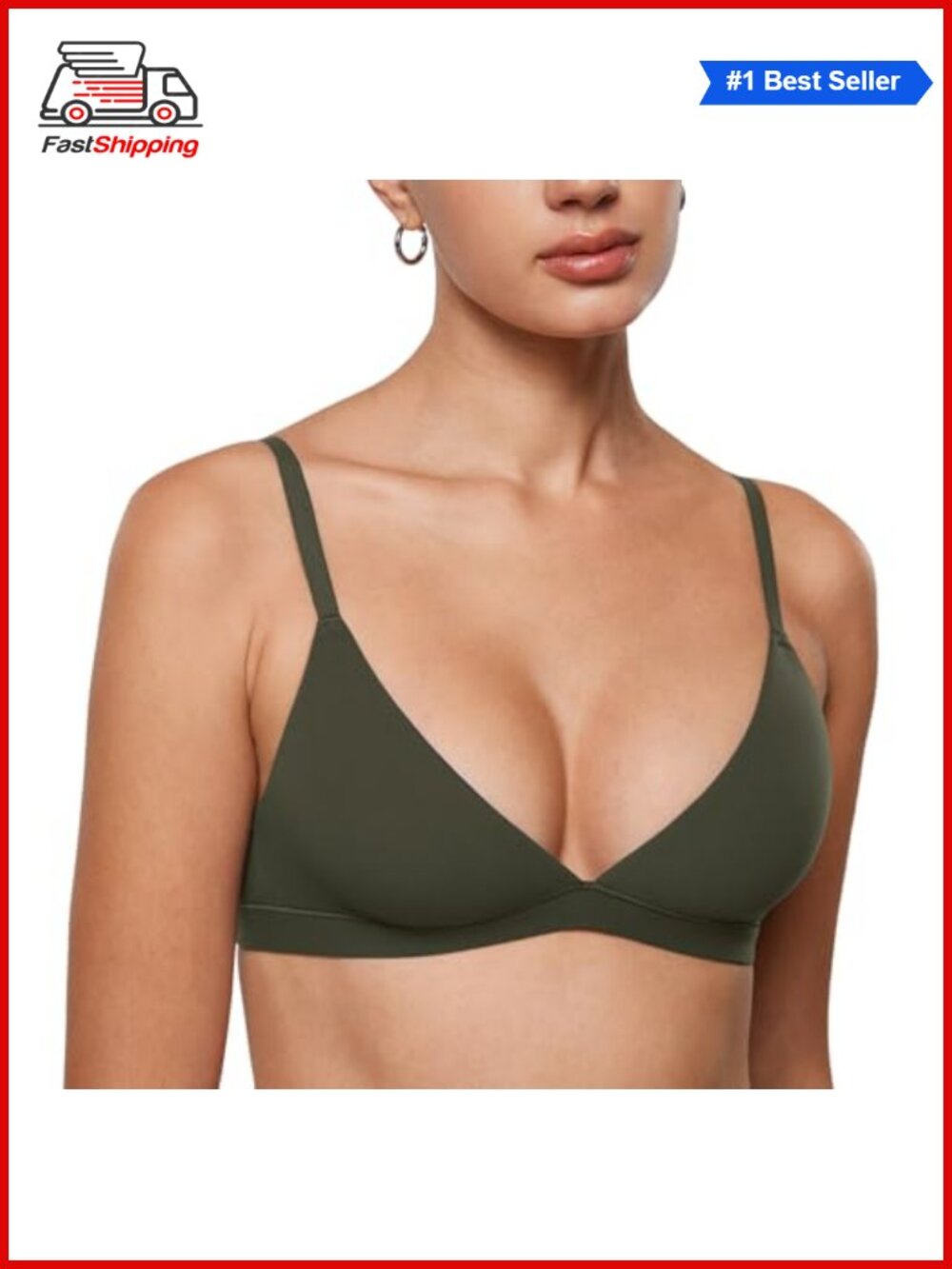 ✨ INLYRIC Unlined Triangle Bralette Non-Padded Wire Free Deep V Plunge Pull-On